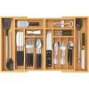 Lifewit Large Silverware Drawer Organizer, Expandable 21.4 to 36 Inches Wide, Bamboo Utensil Tray for Kitchen, Adjustable Flatware and Cutlery Holder for Spoons Forks Knives, 13 Compartments, Natural