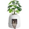 Lifewit Litter Box Cat with Faux Plant & Scoop, Hidden Enclosure Litter Tray with Odor Control & Carbon Filter in Living Room, Bedroom, Corner, Black(White)
