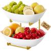 Lifewit Plastic Fruit Bowl Basket for Kitchen Countertop, 3 Tier Fruit Holder with Black Metal Stand, Serving Tray for Food, Vegetable, Cake, Dessert in Party(Gold)