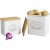 Lifewit Potato and Onion Storage Bin, Stackable Garlic Keeper with Aerating Holes and Lid, Plastic Vegetable Container Box for Pantry Countertop, White, 24 x 18 x 24 cm/9.5 x 7 x 9.5 inch, Set of 3(White)