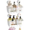 Lifewit Shower Caddy Suction Cup, NO-Drilling Bathroom Organizers and Storage Rack for Inside Shower, Plastic Removable Shower Shelves for Shampoo Strong Vacuum Suction, 10inch/26cm Long, 2 Pack(2)