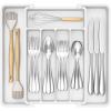 Lifewit Silverware Drawer Organizer, Expandable Utensil Tray for Kitchen, BPA Free Flatware and Cutlery Holder, Adjustable Plastic Storage for Spoons Forks Knives, 13-22 x 15″, Black(White)