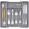 Lifewit Silverware Drawer Organizer, Expandable Utensil Tray for Kitchen, BPA Free Flatware and Cutlery Holder, Adjustable Plastic Storage for Spoons Forks Knives, 13-22 x 15″, Black(Gray)