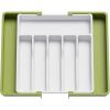 Lifewit Silverware Drawer Organizer, Expandable Utensil Tray for Kitchen, BPA Free Flatware and Cutlery Holder, Adjustable Plastic Storage for Spoons Forks Knives, 13-22 x 15″, Black(Green&White)
