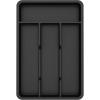 Lifewit Silverware Drawer Organizer Tray, Plastic Cutlery Storage for Kitchen, Flatware and Utensil Holder Divider for Spoons Forks Knives Tableware, 12.3 x 16, 7 Slots, Black(Black)