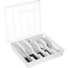 Lifewit Silverware Organizer with Lid, Covered Utensil Tray for Kitchen Drawer and Countertop, Plastic Cutlery and Flatware Storage Box for Spoons Forks Knives Holder Case, 23 x 32 cm, Gray(White)