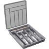 Lifewit Silverware Organizer with Lid, Covered Utensil Tray for Kitchen Drawer and Countertop, Plastic Cutlery and Flatware Storage Box for Spoons Forks Knives Holder Case, 23 x 32 cm, Gray(Gray)