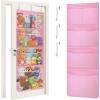 Lifewit Stuffed Animal Storage, Over the Door Organizer with 5 Expandable Mesh Pockets, Breathable Oxford Fabric Hanging Kid Baby Plush Toy Holder for Nursery, 167 cm (65.8”) High, White, 1 Pack(Pink)