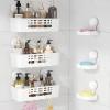 Lifewit Suction Cup Shower Caddy + Soap Dish, Removable 10.4″(26cm) Basket and Bar Soap Holder for Inside Shower, NO-Drilling Bathroom Kitchen Organizers and Storage Rack for Shampoo, Set of 1(3 Large Shower Caddy Set)
