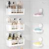 Lifewit Suction Cup Shower Caddy + Soap Dish, Removable 10.4″(26cm) Basket and Bar Soap Holder for Inside Shower, NO-Drilling Bathroom Kitchen Organizers and Storage Rack for Shampoo, Set of 1(3 Small Shower Caddy Set)