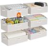 Lifewit Trapezoid Closet Storage Bins for Shelf, 6 Packs Non-woven Closet Organizer Baskets with Handles, Foldable Clothes Containers Boxes for Clothing, Book, Purse, 23L, Extra Large, Light Gray(White)