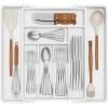 Lifewit Utensil Organizer for Kitchen Drawer, Expandable Cooking Silverware Tray, Adjustable Cutlery Flatware Holder, Plastic Spatula Tools Storage Divider, 13-22.4 x 15, Black(White)