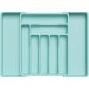 Lifewit Utensil Organizer for Kitchen Drawer, Expandable Cooking Silverware Tray, Adjustable Cutlery Flatware Holder, Plastic Spatula Tools Storage Divider, 13-22.4 x 15, Black(Turquoise)