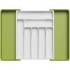 Lifewit Utensil Organizer for Kitchen Drawer, Expandable Cooking Silverware Tray, Adjustable Cutlery Flatware Holder, Plastic Spatula Tools Storage Divider, 13-22.4 x 15, Black(Green&White)