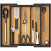 Lifewit Utensil Organizer for Kitchen Drawer, Expandable Cooking Utensil Tray, Bamboo Cutlery Silverware Flatware Holder, Adjustable Spatula Tools Storage Divider, 33 -56x38cm, Natural and Black(Natural & Black)