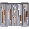 Lifewit Utensil Organizer for Kitchen Drawers, Expandable Cooking Utensil Tray, Adjustable Cutlery Silverware Flatware Holder, Plastic Spatula Tools Storage Divider, 13-22 x 15, Black(Gray)