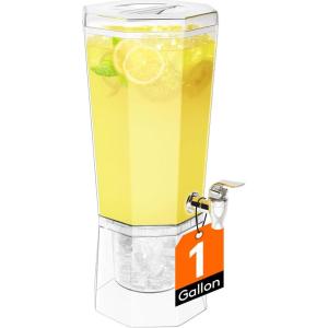 Lifewit 1 Gallon Drink Dispenser for Parties 3 Pcs, 4L Plastic Beverage Container with Stand for Juice/Tea/Soda & Lemonade, BPA Free Clear Water Pitcher with Spigot for Mimosa Bar, Party Hosting(1)