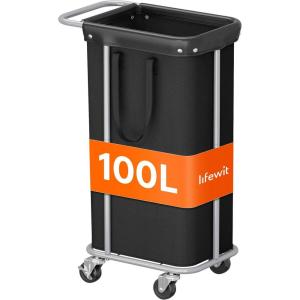 Lifewit 150L Large Laundry Basket with Wheels, Tall 2 Section Laundry Hamper Organizer, Rolling Laundry Cart with Steel Frame & Removable Bag for Luandry Room Bathroom Bedroom, White(Black)