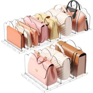 Lifewit 3 Pack Plastic Purse Organizer for Closet, Adjustable Shelf Dividers for Closet Organization, Clear Bag Storage Organizer, Separators for Handbag, Clutch Bag, Book in Bedroom, Office(3)