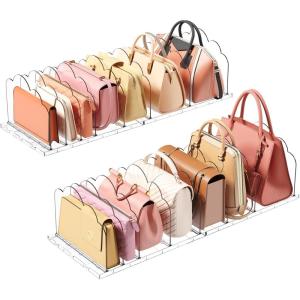 Lifewit 3 Pack Plastic Purse Organizer for Closet, Adjustable Shelf Dividers for Closet Organization, Clear Bag Storage Organizer, Separators for Handbag, Clutch Bag, Book in Bedroom, Office(4)