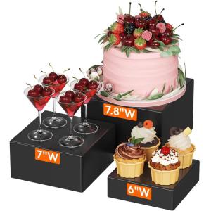 Lifewit Buffet Risers and Stands Up to 7.8″, Food Risers for Buffet Table, Catering Dessert Cake Stand for Party, Collectibles Jewelry Display Stand, White Cube Boxes Nesting Risers, 6 PCS(Black)