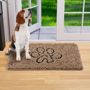 Lifewit Chenille Doormat Traps Mud and Water, Non Slip Entryway Rug for Muddy Shoes and Dog Paws, Machine Washable Indoor Front Door Mat for Pet Entry, Back Door, Mud Room, Gray, 24″ × 36″(Brown)