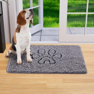 Lifewit Chenille Doormat Traps Mud and Water, Non Slip Entryway Rug for Muddy Shoes and Dog Paws, Machine Washable Indoor Front Door Mat for Pet Entry, Back Door, Mud Room, Gray, 24″ × 36″(Grey)