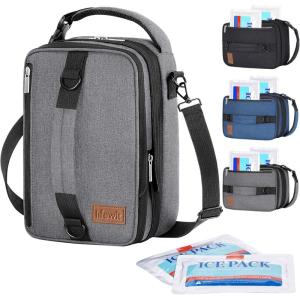 Lifewit Expandable Lunch Box for Men, Insulated Lunch Bag, Portable Cooler Bag with Shoulder Straps and 2 Ice Packs for Men Women Adult for Work College Travel, 6.5L 12 Cans Black(Gray)