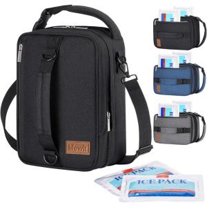 Lifewit Expandable Lunch Box for Men, Insulated Lunch Bag, Portable Cooler Bag with Shoulder Straps and 2 Ice Packs for Men Women Adult for Work College Travel, 6.5L 12 Cans Black(Back)