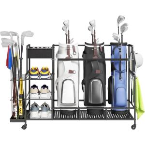 Lifewit Golf Bag Organizer, Golf Club Holder with Wheels, Shoe Racks for Golf Equipment Accessories, Storage for Garage, Basement, Shed(Large)