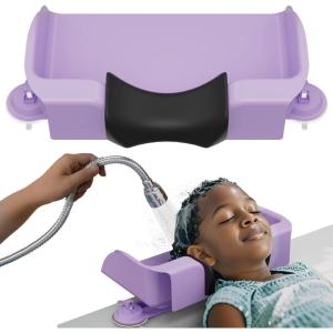 Lifewit Hair Washing Station for Kids, Neck Support Shampoo Bowl for Kitchen Sink or Bathtub at Home, Portable Hair Wash Basin for Toddlers, Children, Teens, Purple