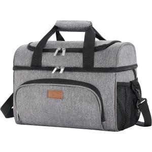 Lifewit Insulated Cooler Bag, 32/48 Can Large Leakproof Beach Cooler, Lightweight Portable Double Layer Soft-Sided Travel Ice Chest for Camping, Kayaking, Road Trips, Grocery Shopping(Gray)