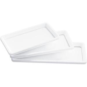 Lifewit Large Plastic Serving Tray Set for Party Supplies, 16/14/12 inch Platters for Serving Food, 3 PCS White Reusable Tray for Veggie, Snack, Fruit, Cookies, Dessert in Kitchen/Pantry Organization(6)