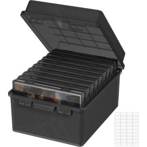 Lifewit Photo Storage Box 5×7 Photo Case, 9 pcs Inner Photo Storage Containers, Clear Photo Boxes, Seed Organizer Craft Storage Box for Cards Pictures Stamps Office Supplies with 1 Sheet Label Sticker(Black)
