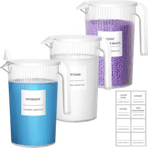 Lifewit Pitcher with Lid, 50 oz Water Jug BAP Free Plastic, Containers Juice, Ice Tea, Drink, Lemonade Pitchers for Fridge, 3 Pack(3)