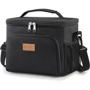 Lifewit Reusable Insulated Lunch Bag, Portable Cooler Freezable Soft Lunchbox Leakproof with Adjustable Shoulder Strap for Men Women Adult for Work Picnic or Travel, 9L 12 Can, Black(Black)