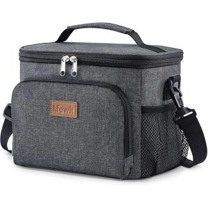 Lifewit Reusable Insulated Lunch Bag, Portable Cooler Freezable Soft Lunchbox Leakproof with Adjustable Shoulder Strap for Men Women Adult for Work Picnic or Travel, 9L 12 Can, Black(Dark Gray)