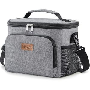 Lifewit Reusable Insulated Lunch Bag, Portable Cooler Freezable Soft Lunchbox Leakproof with Adjustable Shoulder Strap for Men Women Adult for Work Picnic or Travel, 9L 12 Can, Black(Gray)