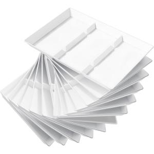 Lifewit Serving Tray Divided for Party Supplies, 4 PCS 15″ x 10″ Plastic Platters for Serving Food, White Reusable Tray for Veggie, Snack, Fruit, Cookies, Desserts in Kitchen/Pantry(12)