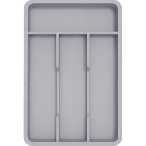 Lifewit Silverware Drawer Organizer Tray, Plastic Cutlery Storage for Kitchen, Flatware and Utensil Holder Divider for Spoons Forks Knives Tableware, 12.3 x 16, 7 Slots, Black(Gray)