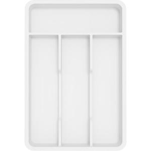 Lifewit Silverware Drawer Organizer Tray, Plastic Cutlery Storage for Kitchen, Flatware and Utensil Holder Divider for Spoons Forks Knives Tableware, 12.3 x 16, 7 Slots, Black(White)