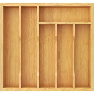 Lifewit Silverware Drawer Organizer, Utensil Tray for Kitchen, Flatware and Cutlery Holder, Storage for Spoons Forks Knives, 33 x 42cm, Natural(12.4”W x 11.7”D)