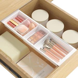 Lifewit Sliding Makeup Drawer Organizer Trays with Inserts, Extendable Hanging Desk Drawer Divider, Fits 13-20″ Deep Drawers, 1.8″ High Plastic Organizer Tray for Vanity, Office, Kitchen, White(White)