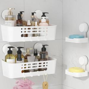 Lifewit Suction Cup Shower Caddy + Soap Dish, Removable 10.4″(26cm) Basket and Bar Soap Holder for Inside Shower, NO-Drilling Bathroom Kitchen Organizers and Storage Rack for Shampoo, Set of 1(2 Large Shower Caddy Set)