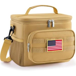 Lifewit Tactical Lunch Box for Men, Insulated Lunch Bag, 9L 12Can, Black(Brown)