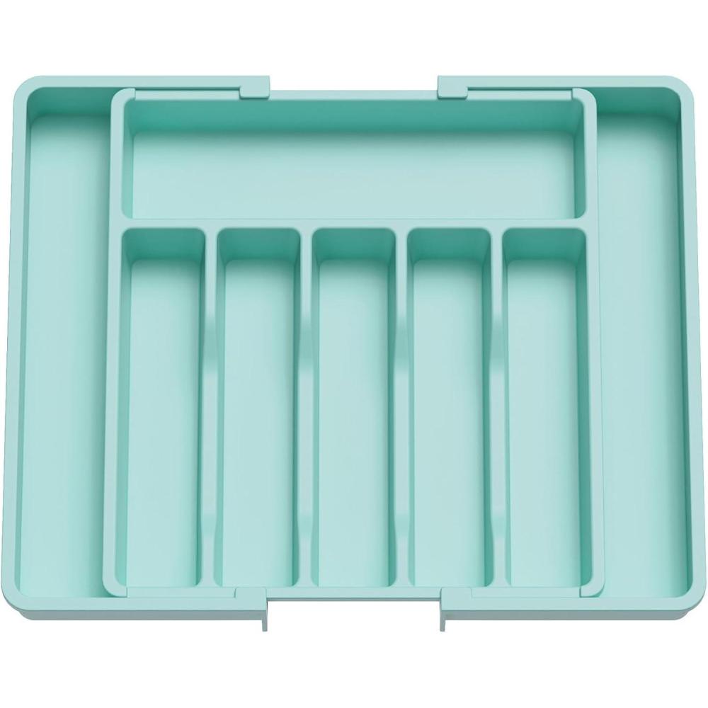 image:imageLifewit Silverware Drawer Organizer Expandable Utensil Tray for Kitchen BPA Free Flatware and Cutlery Holder Adjustable Plastic Storage for Spoons Forks Knives 33 57 x 42cm Black and GrayTurquoise