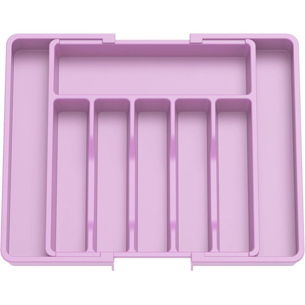 image:imageLifewit Silverware Drawer Organizer Expandable Utensil Tray for Kitchen BPA Free Flatware and Cutlery Holder Adjustable Plastic Storage for Spoons Forks Knives 33 57 x 42cm Black and GrayPurple