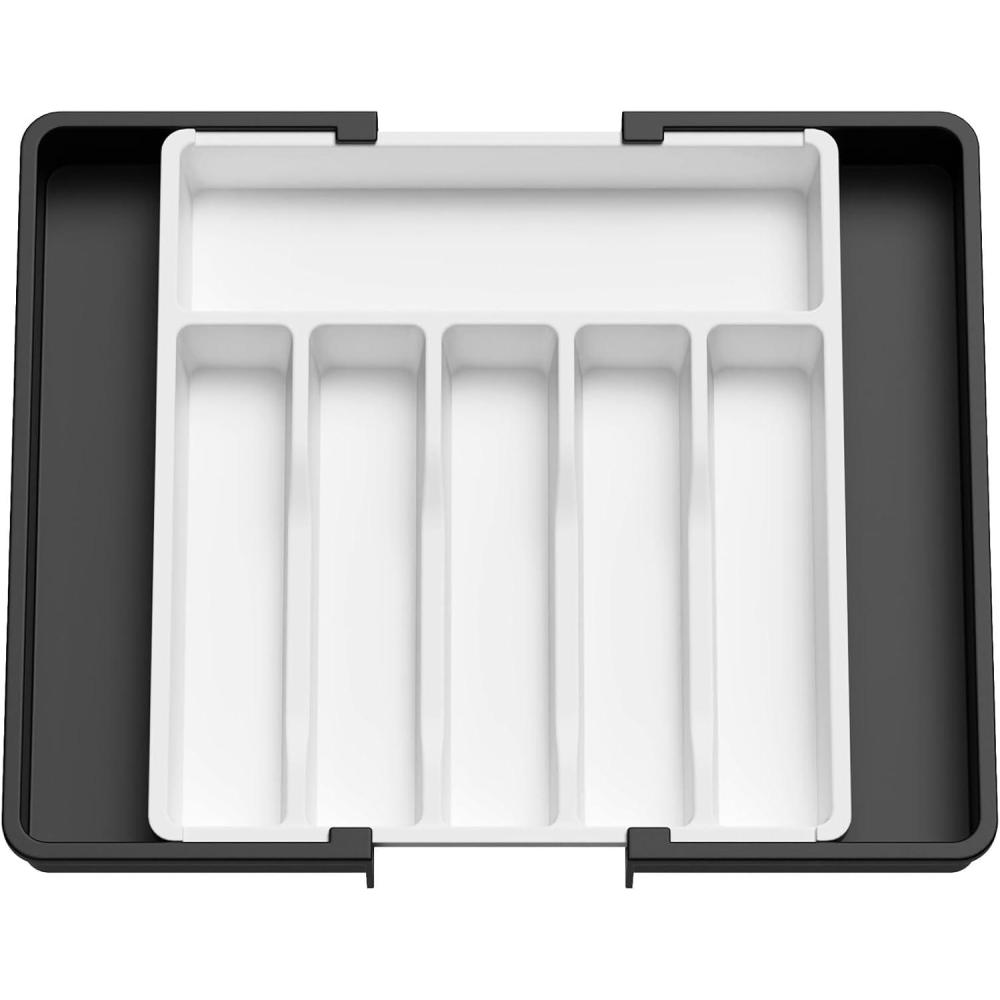 image:imageLifewit Silverware Drawer Organizer Expandable Utensil Tray for Kitchen BPA Free Flatware and Cutlery Holder Adjustable Plastic Storage for Spoons Forks Knives 33 57 x 42cm Black and GrayWhiteblack