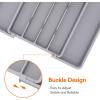 Lifewit Silverware Drawer Organizer, Expandable Utensil Tray for Kitchen, BPA Free Flatware and Cutlery Holder, Adjustable Plastic Storage for Spoons Forks Knives, 33 -57 x 42cm, Black and Gray(Gray)