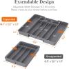 Lifewit Silverware Drawer Organizer, Expandable Utensil Tray for Kitchen, BPA Free Flatware and Cutlery Holder, Adjustable Plastic Storage for Spoons Forks Knives, 33 -57 x 42cm, Black and Gray(Dark Gray)
